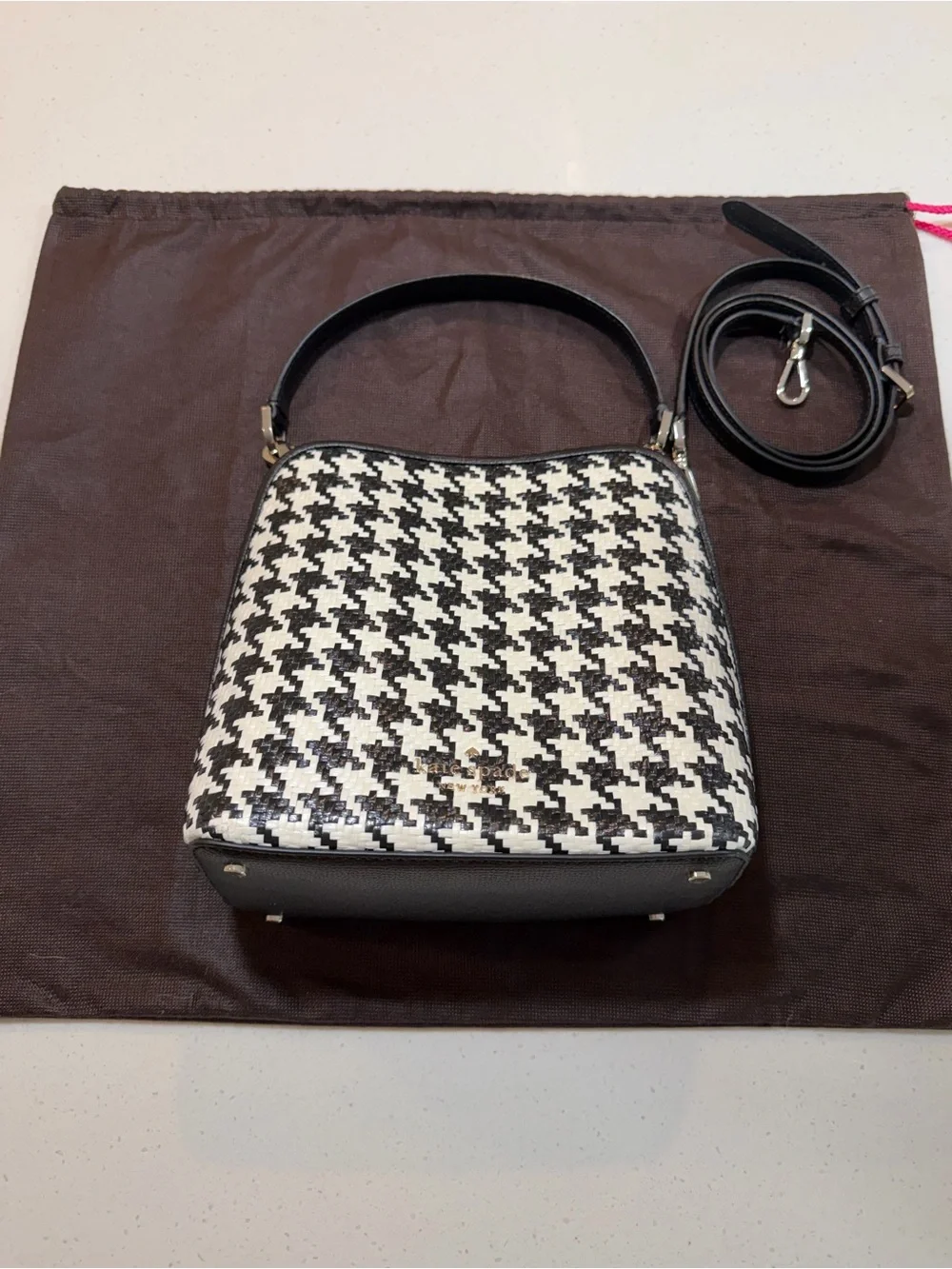 kate spade Black & White Houndstooth Crossbody Bag